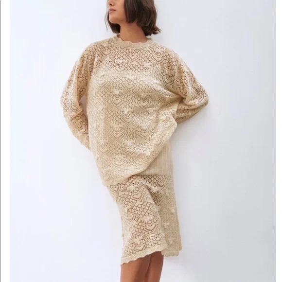 Zara | Dresses | Zara Pointelle Knit Dress | Poshmark